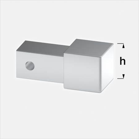 AQ 12,5mm, 2stk - Silver Anodized 2/3 Veis Hjørne Firkant