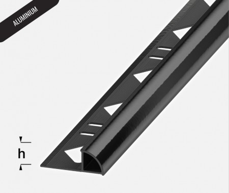 AC AP 10mm - Alu, Black powder coated - 2,5m Avrundet hjørnelist