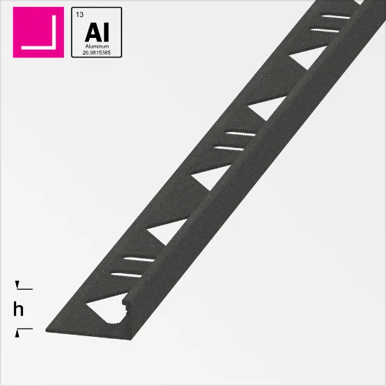 L-PROFIL "STONE GRAPHITE" PULVERLAKKERT I ALUMINIUM (L:250CM), ALFERPRO