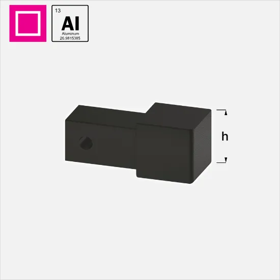 2PK ENDESTYKKE FIRKANT "MATT SORT" PULVERLAKKERT I ALU , ALFERPRO