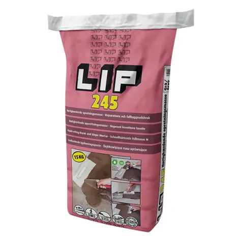 LIP 245 HURTIGHERDENDE REP. OG FALLBYGGENDE MØRTEL, 15KG