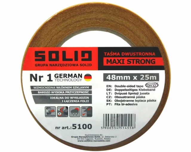 DOBBELTSIDIG TAPE GUL "MAXI STRONG" (50MM/25M)